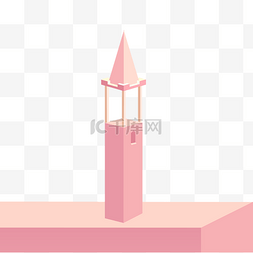 粉色banner图片_瞭望台2.5D视角粉色色系