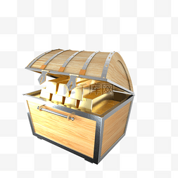 黄金蟒造型图片_3D立体装金条的宝箱