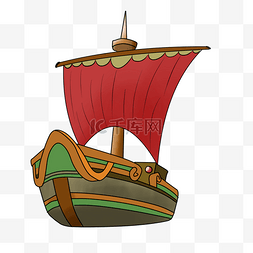 红色帆船小船