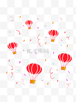 热气球彩带图片_混合热气球彩带纸片矢量图元素