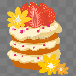 草莓蛋糕插画图片_卡通草莓蛋糕插画