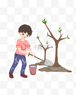 植树节图片_植树节种树的小男孩