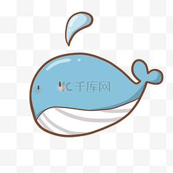 蓝色鱼类图片_清新手绘蓝色小鲸鱼插画