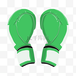 卡通手绘拳击手套图片_绿色的拳击手套插画