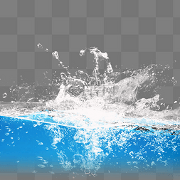 动感蓝色波纹图片_喷溅的水花水滴元素