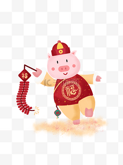 手绘迎财神图片_2019猪年春节新年喜庆手绘春生肖