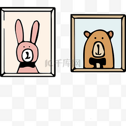可爱的兔子和熊的相框