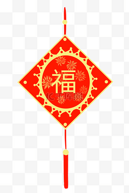 红色中国风福图片_手绘福字吊饰