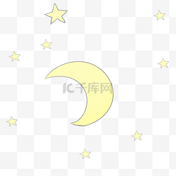 星空夜空月亮图片_黄色的月亮和星星