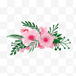 粉色植物手绘图片_水彩水粉渲染花丛花团花朵手绘图