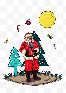 手绘圣诞老人插画圣诞节