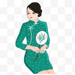 穿绿色旗袍的女人 