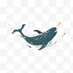 卡通海洋生物素材图片_矢量海洋生物鲸鱼素材