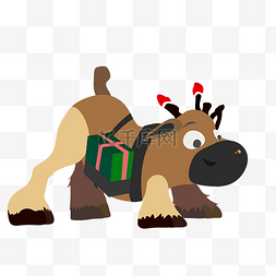 可爱的圣诞鹿图片_可爱驮着礼物的驯鹿