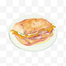 手绘卡通美食面包三明治美味