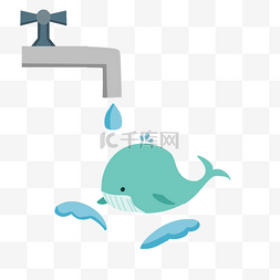 绿色的小鱼图片_节约用水公益插画