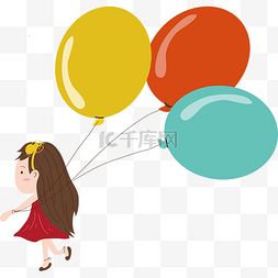 儿童节图片_儿童节手绘小女孩和气球