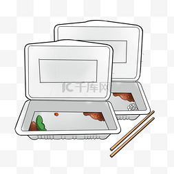 泡馍饭盒图片_白色的外卖饭盒插画