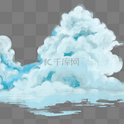 蓝色扁平化纹理图片_蓝色云雾天空元素