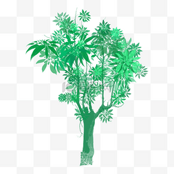 绿色手绘的树叶素材