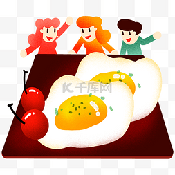 鸡蛋味图片_年夜饭荷包蛋插画