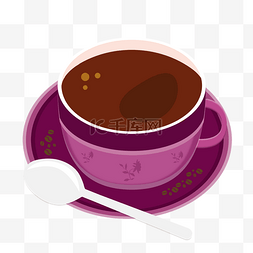 巧克力甜品手绘图片_手绘紫色美味香浓咖啡