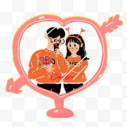 爱心玫瑰素材下载图片_情人节手绘情侣花束粉色珊瑚色爱