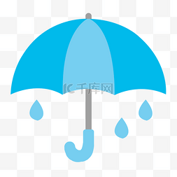 蓝色雨伞卡通素材免费下载