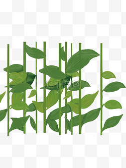 绿色植物栅栏元素设计