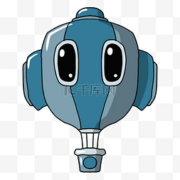 蓝色的热气球图片_蓝色的动物热气球插画