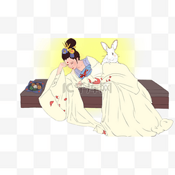 卡通嫦娥图片图片_中秋节小憩的嫦娥仙子和玉兔