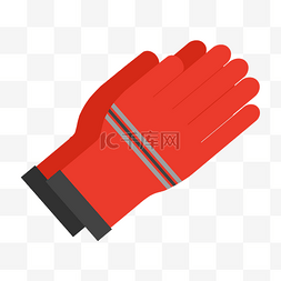 配戴手套图片_红色的消防手套插画