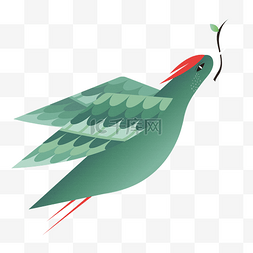 绿色的鸟树枝图片_手绘飞鸟矢量素材