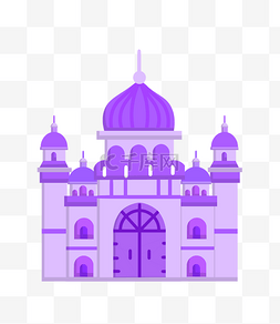 卡通紫色城堡插画