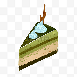 果酱手绘图片_绿色抹茶味果酱蛋糕