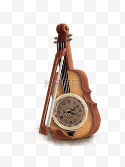 手绘乐器复古图片_复古手绘小提琴设计可商用元素