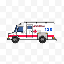 医院救护车120插画
