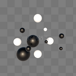 C4D立体漂浮球黑白球漂浮元素