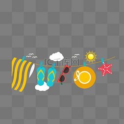 太阳帽太阳镜图片_夏日海边手绘度假物品矢量图