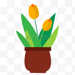 春季植物花卉插画图片_手绘小花植物小清新插画盆栽