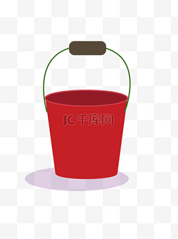 一只红色简约水桶矢量素材