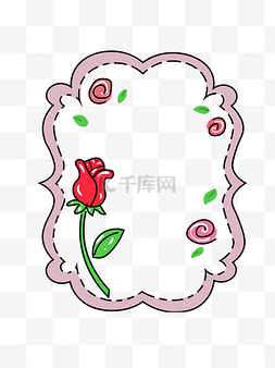 玫瑰花框图片_卡通红色玫瑰花边框
