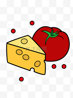 奶酪图片_卡通风格奶酪西红柿元素