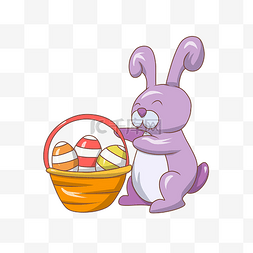 彩蛋透明小球图片_一只紫色兔子彩蛋插画