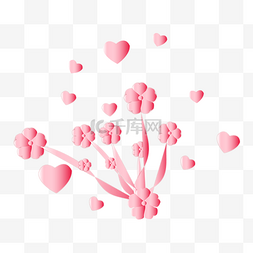 粉色花瓣元素装饰图片_手绘情人节爱心花瓣装饰