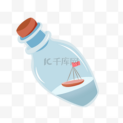 小船漂流瓶的插画