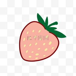 手绘草莓线条图片_粉色水果草莓系列