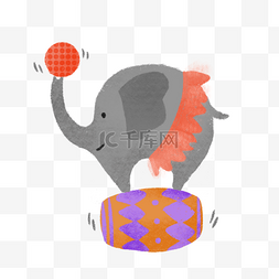 大象彩色图片_手绘可爱马戏团大象杂耍