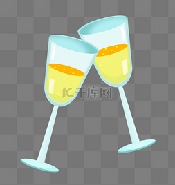 干杯的交杯酒插画图片_手绘卡通交杯酒插画