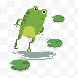 青蛙的图片_手绘跳起的青蛙免抠图